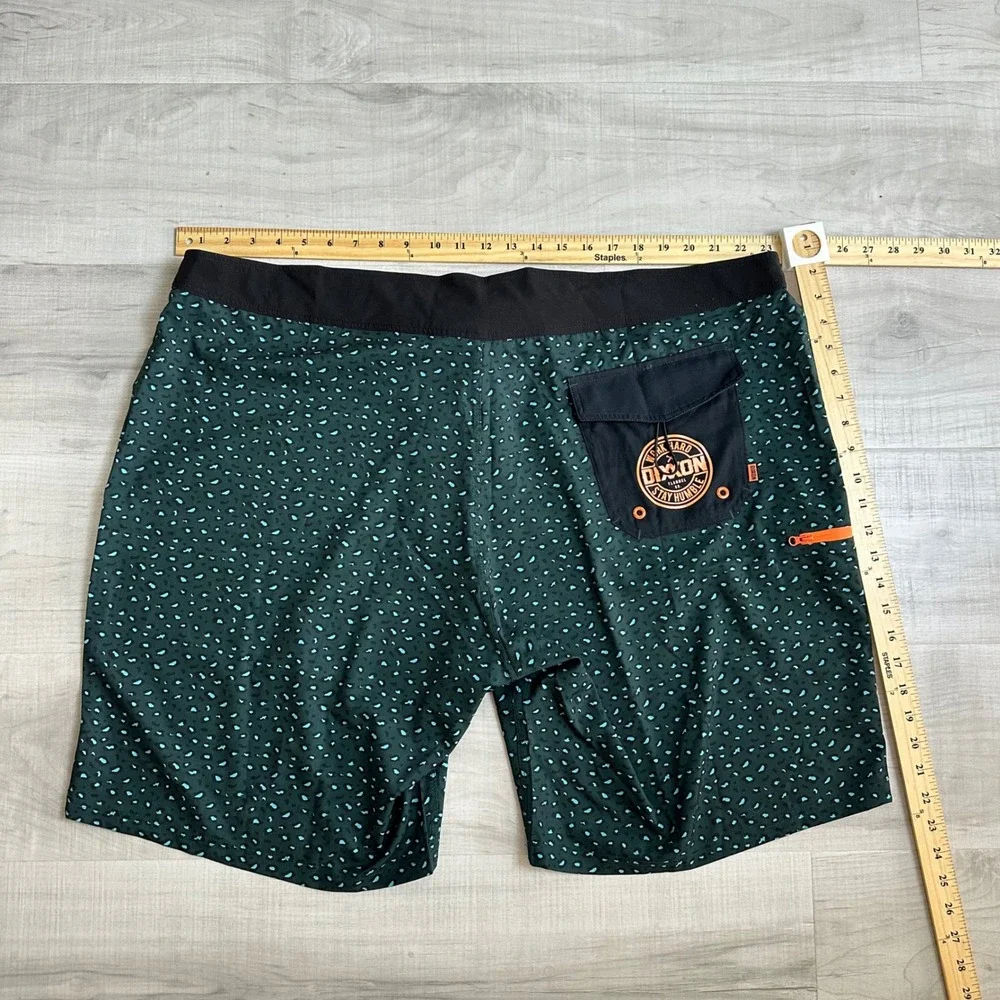 Dixxon Flannel Co Mens Cheetah Boardshorts Teal Animal Print Swim Trunks Size 48